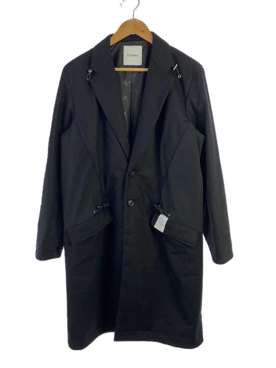 【中古】CITERA◆チェスターコート/M/ウール/BLK/4504-27402【メンズウェア】