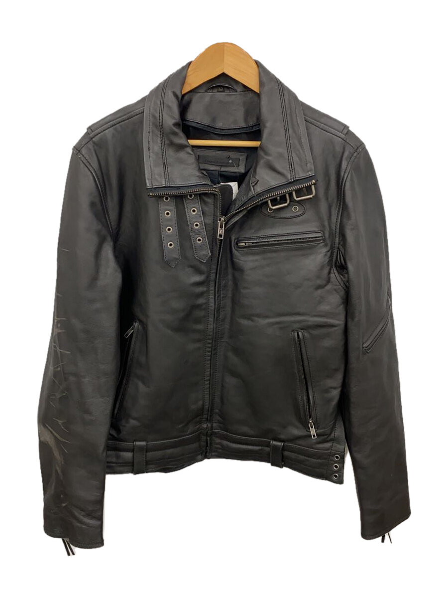 【中古】Liugoo Leathers◆レザージャケット・ブルゾン/L/牛革/BLK【メンズウェア】