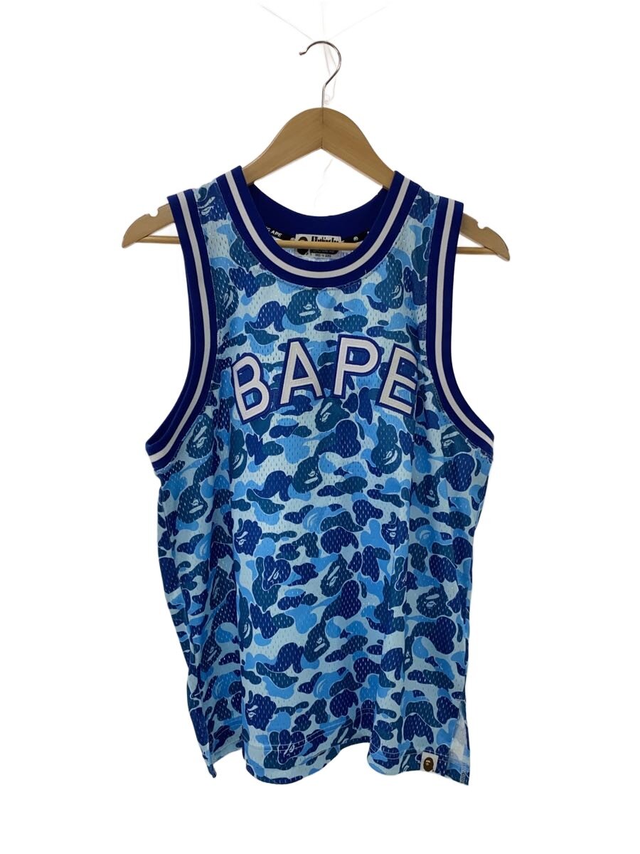 【中古】A BATHING APE◆タンクトップ/S/ポリエステル/BLU/カモフラ/001VTJ801001M【メンズウェア】