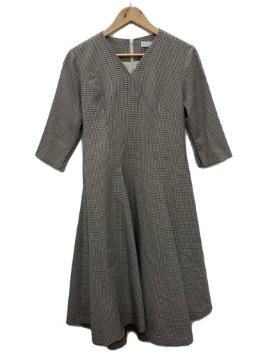【中古】CELFORD◆ツイストカシュクール ワンピース/長袖ワンピース/36/ポリエステル/BRW/千鳥格子【レディースウェア】 【中古】CELFORD◆ツイストカシュクール ワンピース/長袖ワンピース/36/ポリエステル/BRW/千鳥格子【レディースウェア】