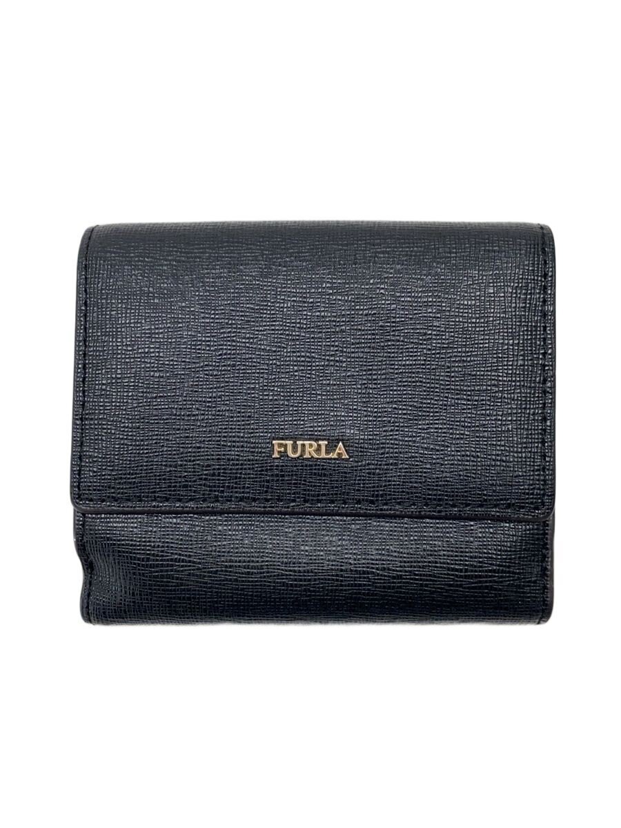【中古】FURLA◆2つ折り財布/--/BLK/レ�