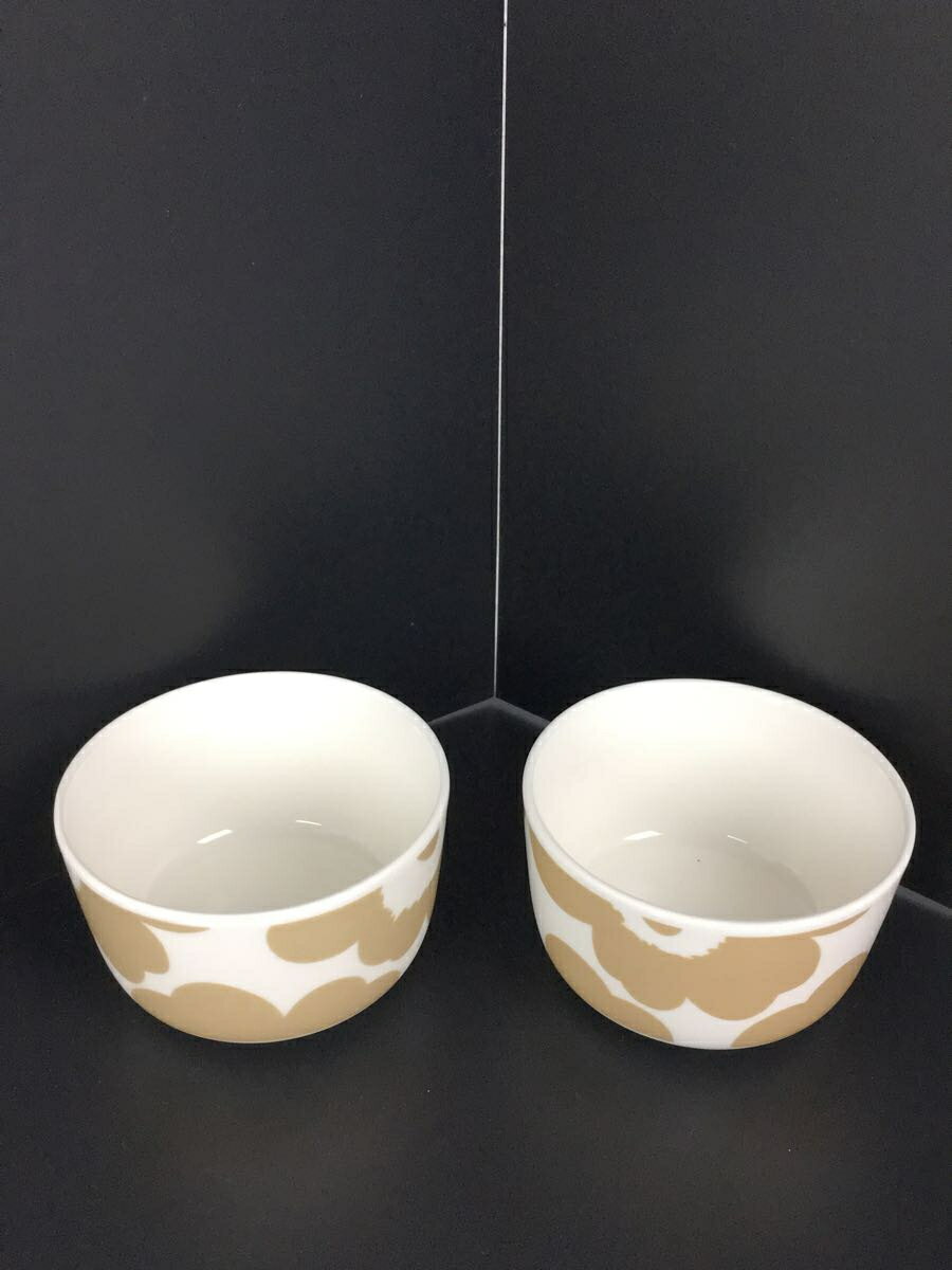 【中古】marimekko◆グラス/2点セット/ブラウン/ペアカップ/花柄【キッチン用品】