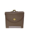 【中古】IL BISONTE◆GAMAGUCHI WALLET/2つ折り財布/レザー/BEG/レディース//【服飾雑貨他】