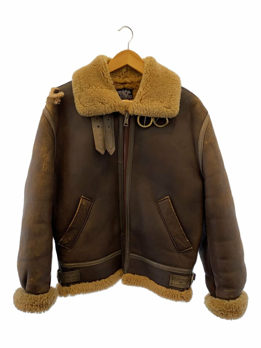 【中古】US SHEEPSKIN◆フライトジャケット/M/レザー/BRW/AC-26824【メンズウェア】