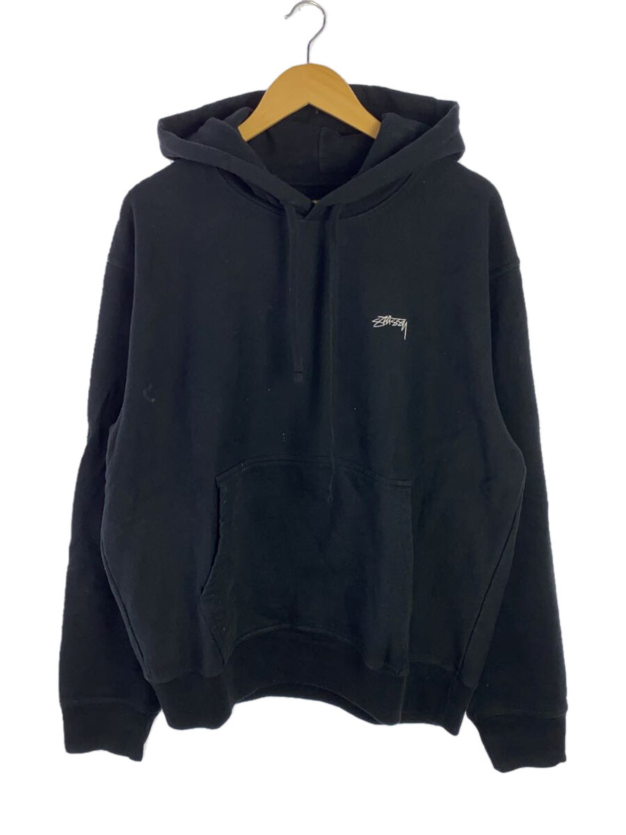 【中古】STUSSY◆STOCK LOGO HOODIE/L/コットン/BLK/118469【メンズウェア】