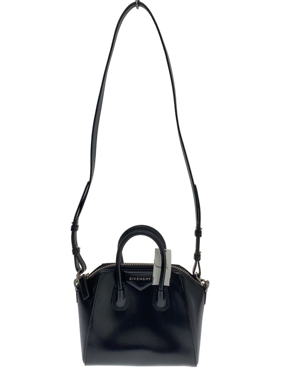 【中古】GIVENCHY◆アンティゴナミニ/ショルダーバッグ/レザー/BLK/無地【バッグ】