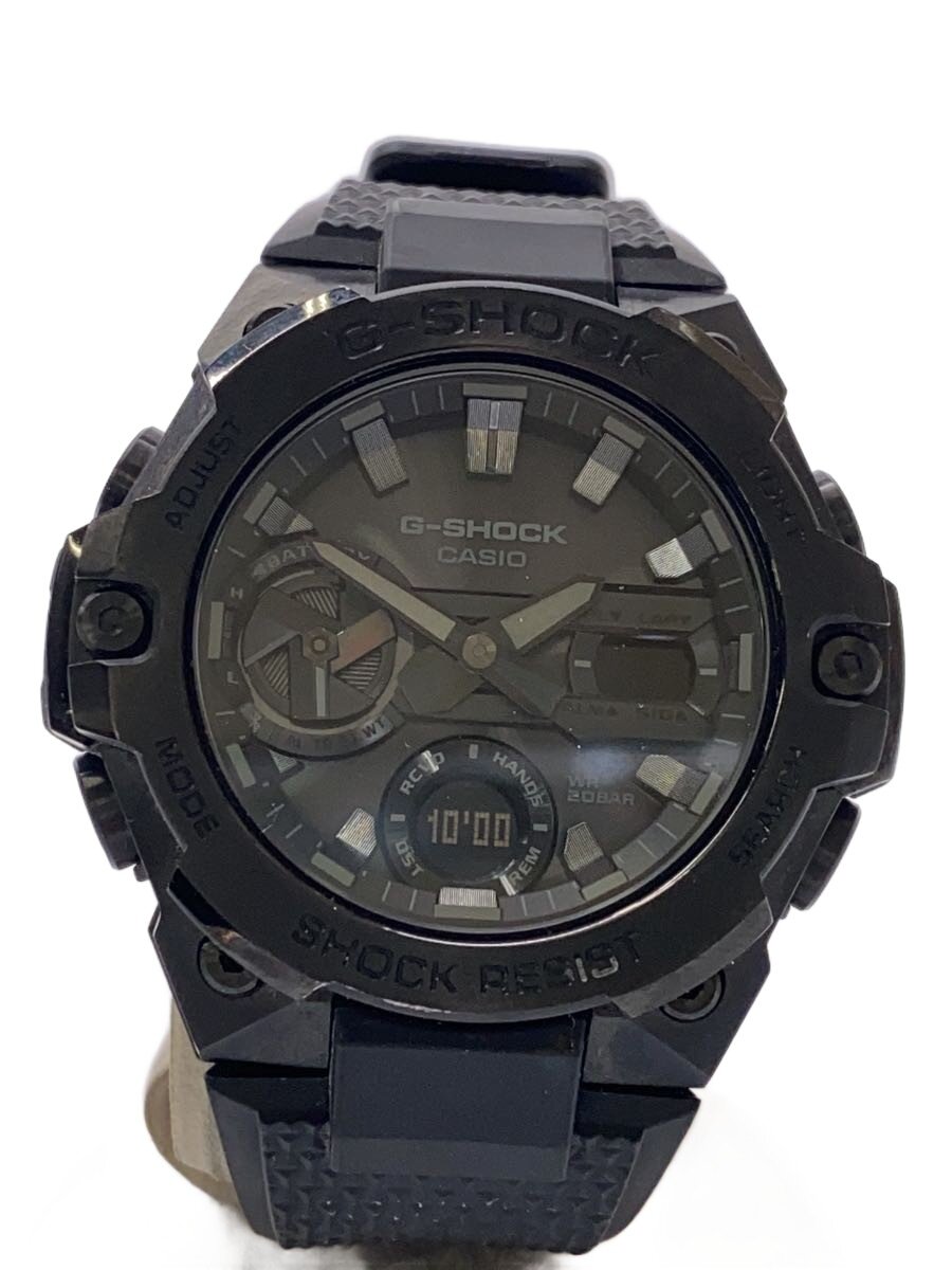 【中古】CASIO◆ソーラー腕時計_G-SHOCK/デジアナ/ラバー/BLK/BLK【服飾雑貨他】
