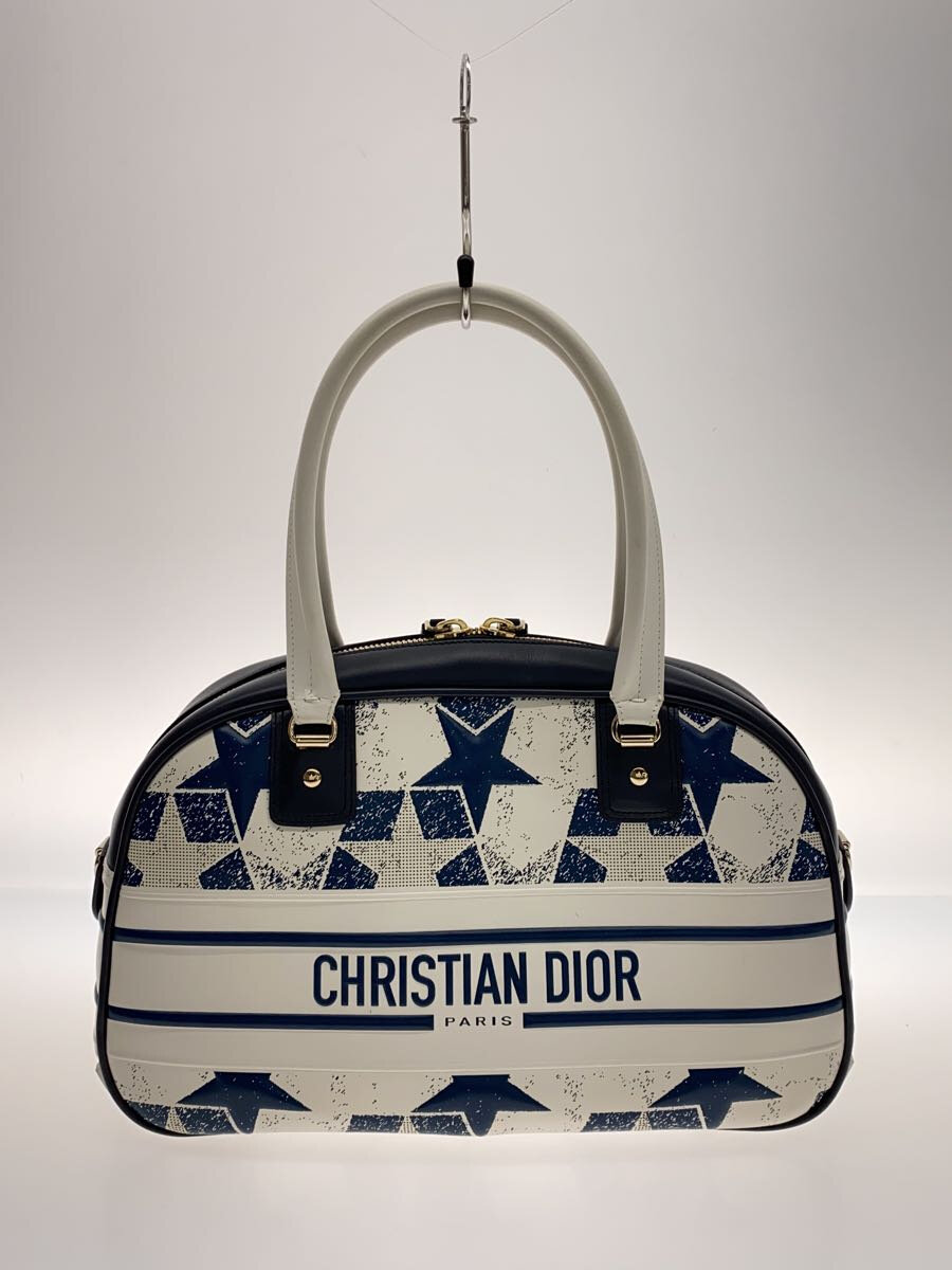 CHRISTIAN DIOR - 【中古】Christian Dior◆Bowling bag/ボウリングバッグ/ボストン/ショルダーバッグ/レザー/ホワイト/2way//【バッグ】