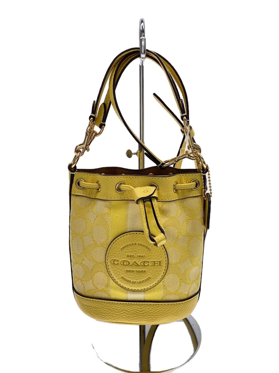 COACH - 【中古】COACH◆シグネチャー/2WAY/ハンドバッグ/キャンバス/YLW/C8322//【バッグ】