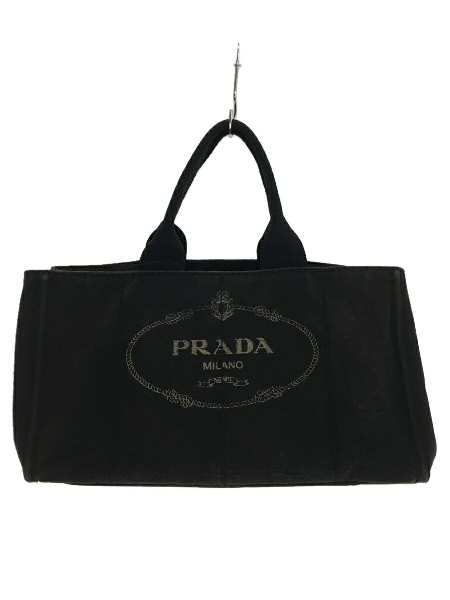 【中古】PRADA◆トートバッグ/キャンバス/BLK【バッグ】