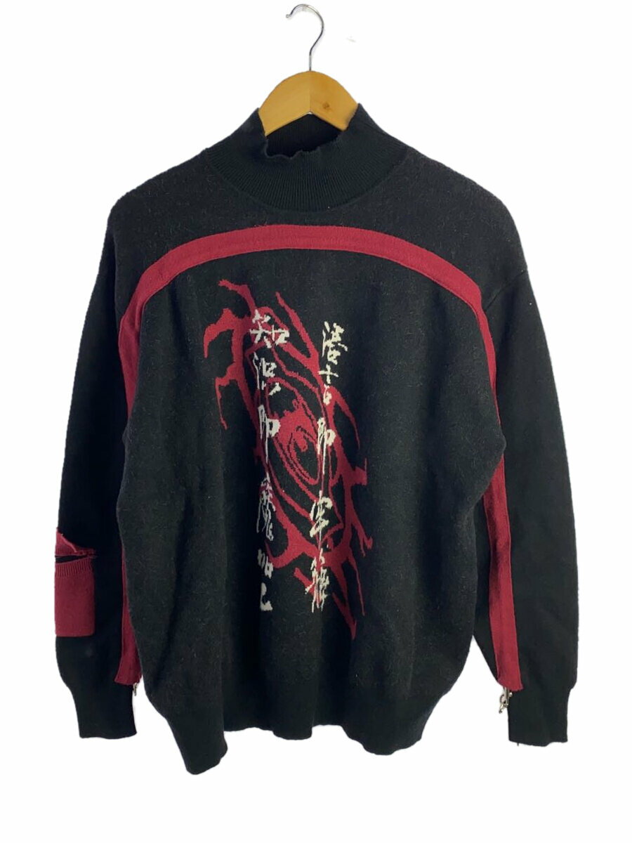 【中古】EMBRYO/ニット・セーター(厚手)/L/ウール/BLK/総柄【メンズウェア】