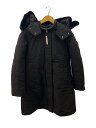 【中古】WOOLRICH WOOLEN MILLS◆ロングダウンジャケット/S/ブラック/1602177/ダウンコート/RAMAR CLOTH【レディースウェア】