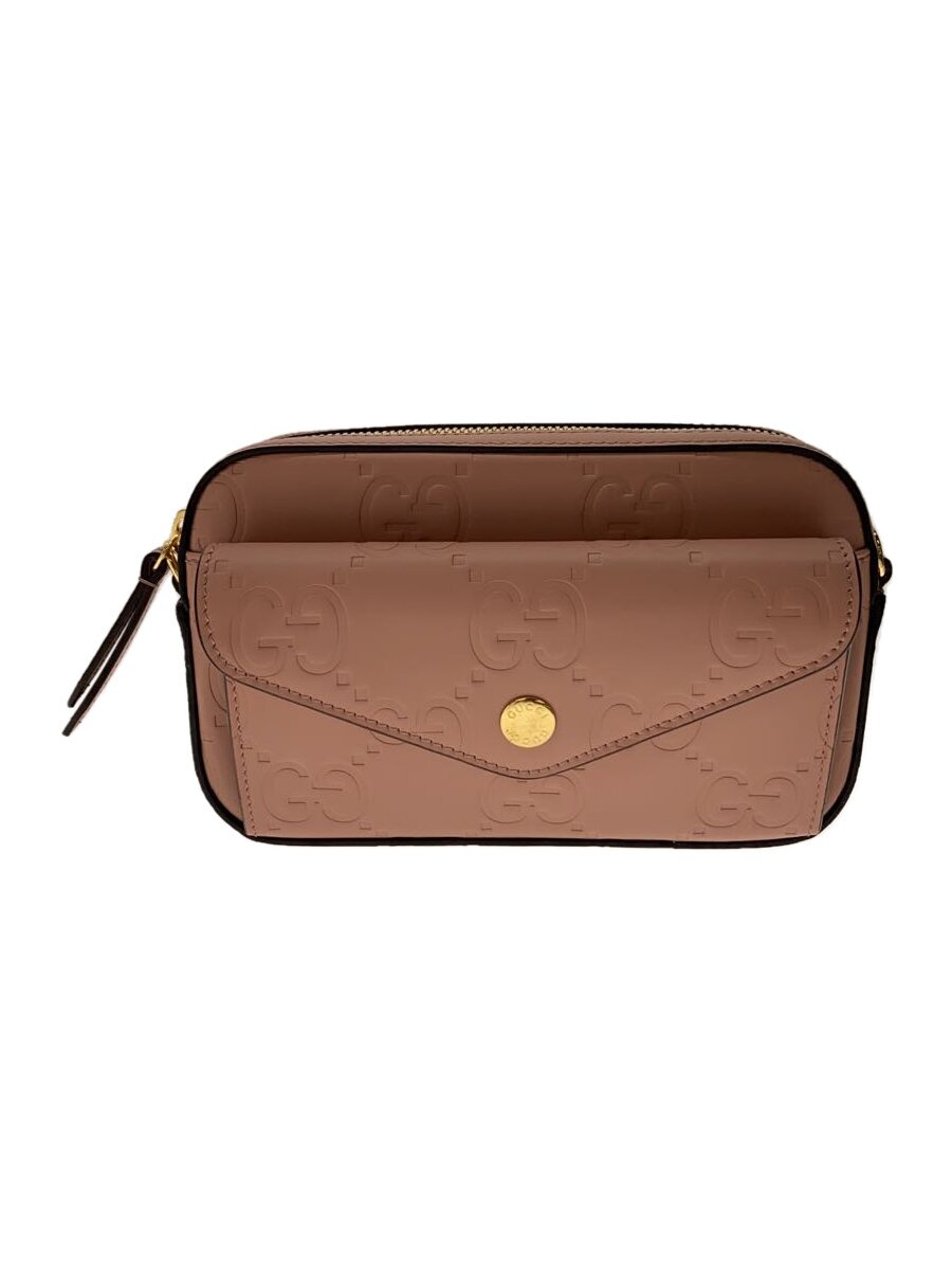 GUCCI - 【中古】GUCCI◆ショルダーバッグ/レザー/PNK/モノグラム/781554・525040【バッグ】