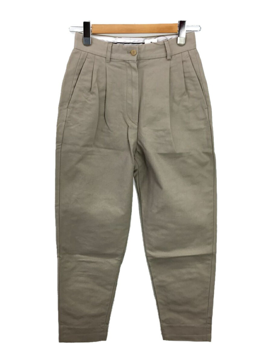 【中古】Graphpaper◆Double Plain Weave Tuck Pants/0/コットン/ベージュ/GL213-40121【レディースウェア】