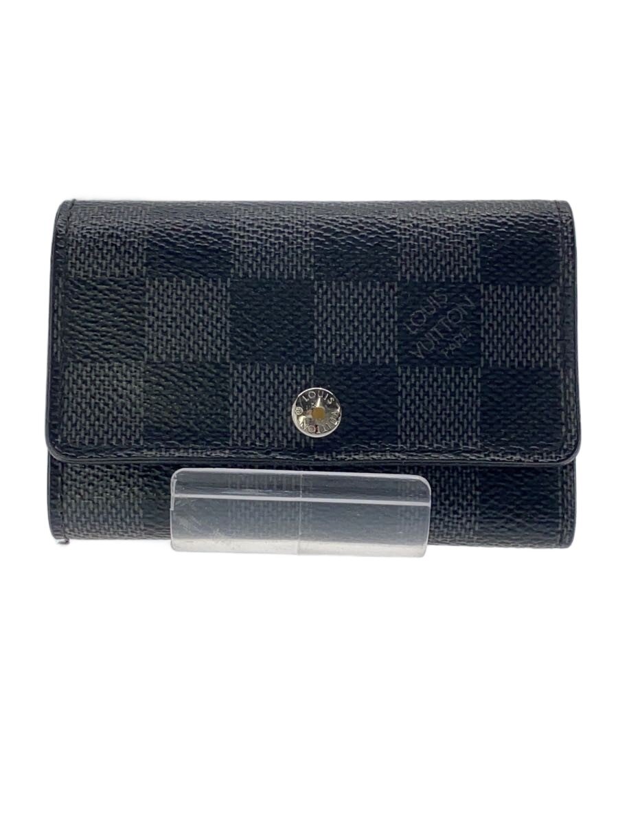 【中古】LOUIS VUITTON◆ミュルティクレ6_ダミエ・グラフィット/レザー/BLK/メンズ【服飾雑貨他】