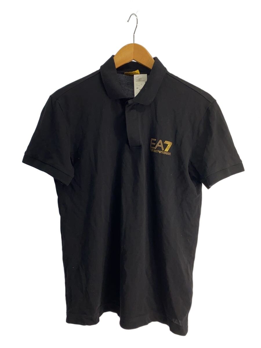 【中古】EMPORIO ARMANI◆ポロシャツ/M/コットン/ブラック/無地【メンズウェア】