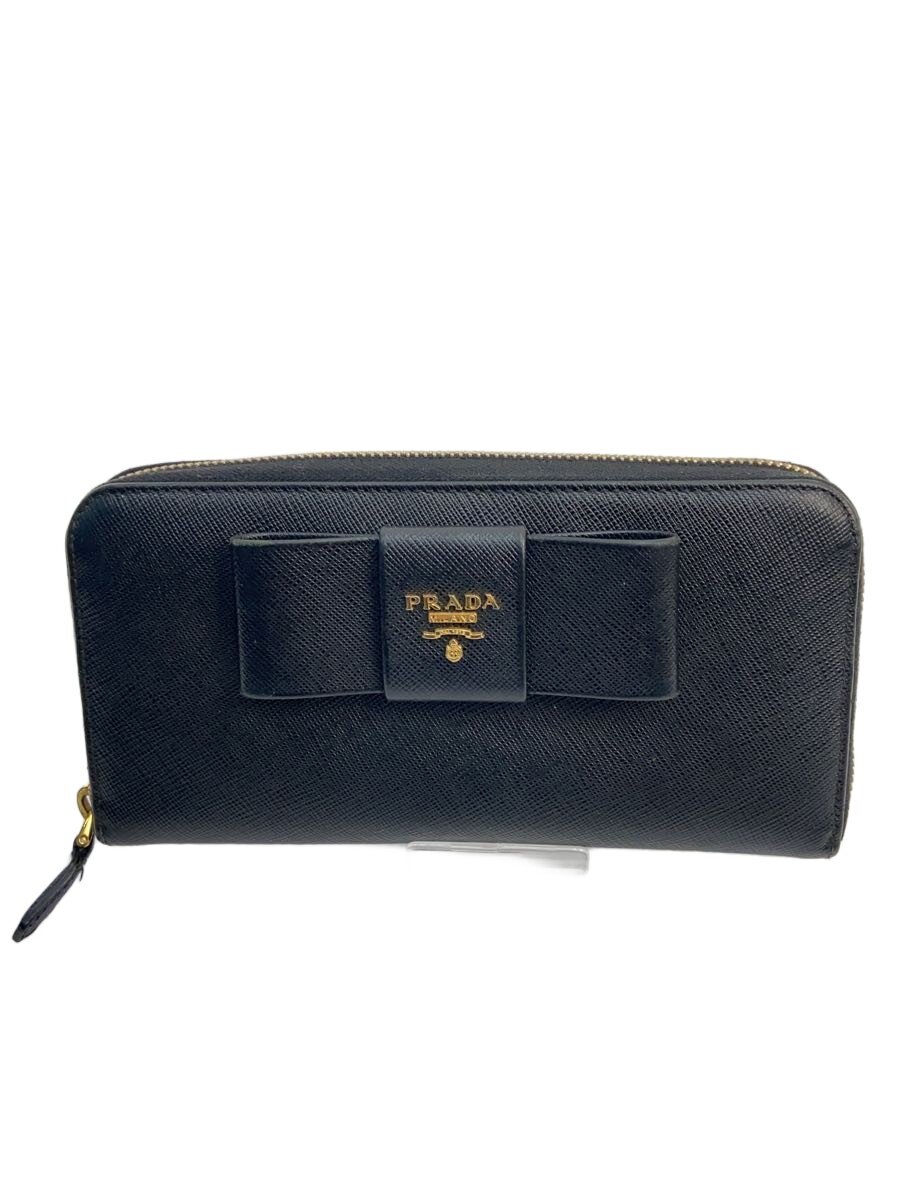 【中古】PRADA◆長サイフ/牛革/BLK/レディース【服飾雑貨他】