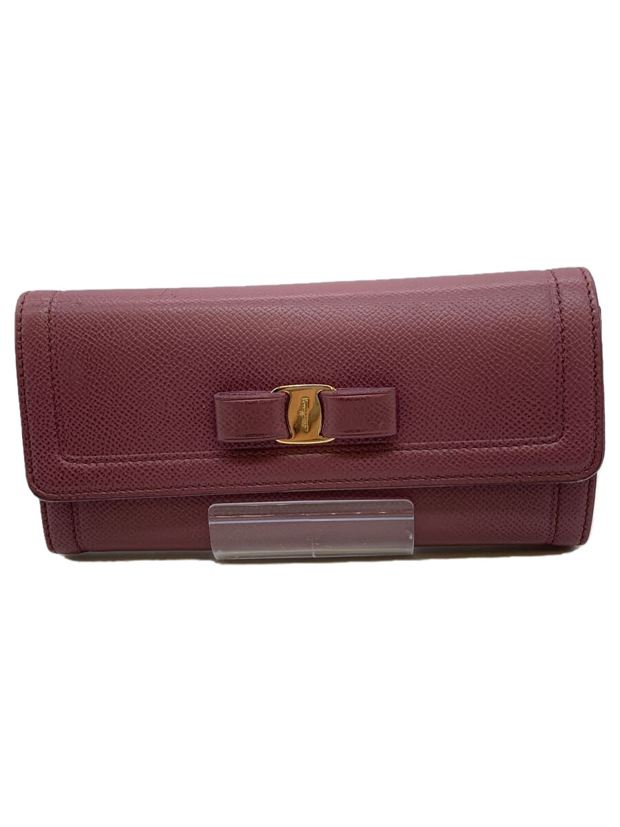 【中古】Salvatore Ferragamo◆長財布/レザー/PUP/無地/レディース/R-22C870【服飾雑貨他】
