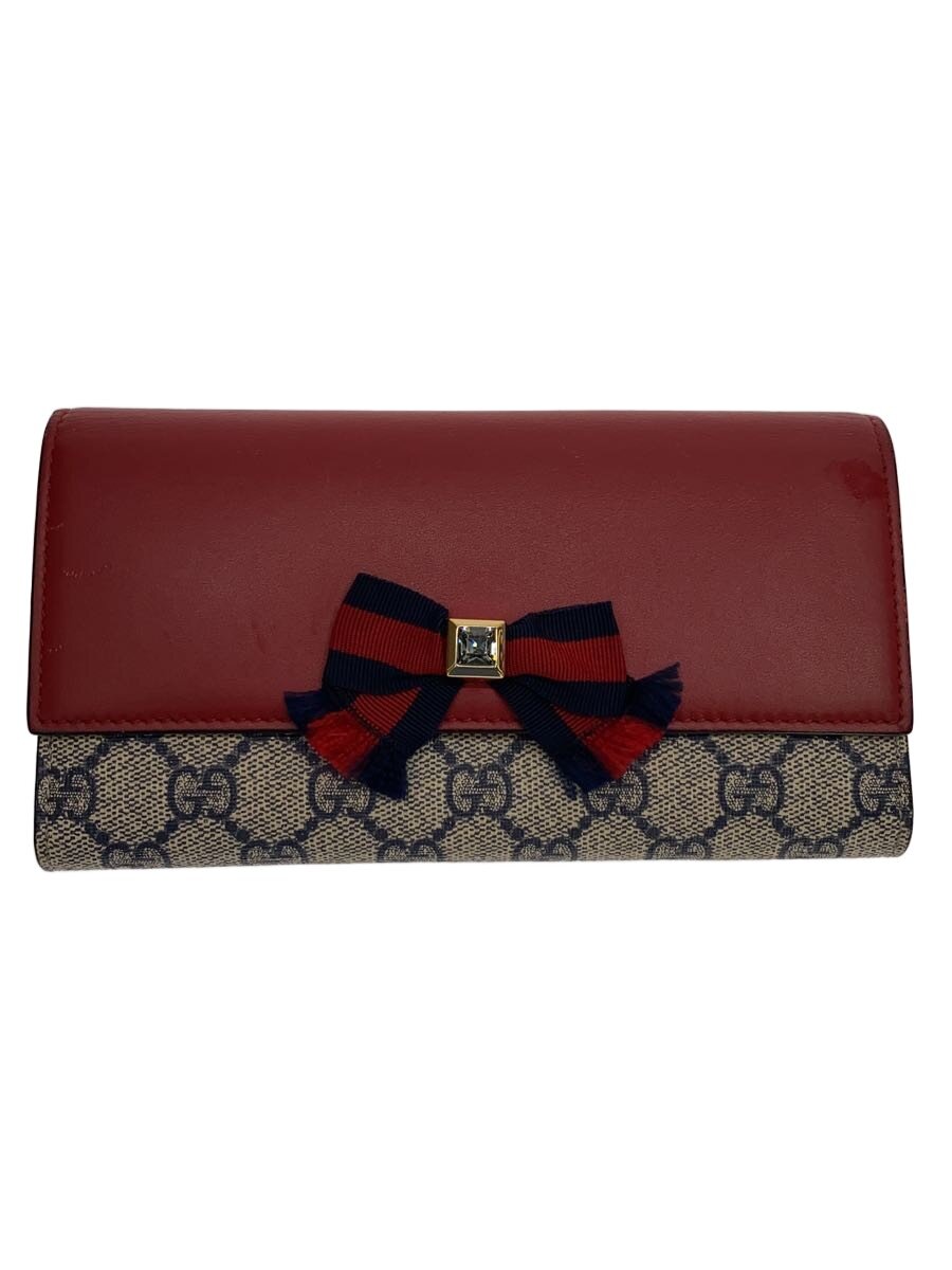 【中古】GUCCI◆長財布_GGスプリーム/PVC/RED/総柄/レディース【服飾雑貨他】