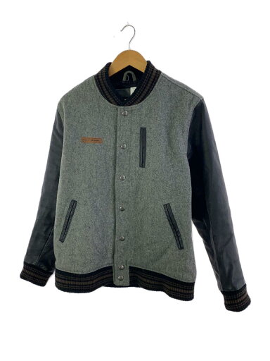 【中古】overpread/切替レザ-/スタジャン/XL/ウール/豚革/GRY/無地/【メンズウェア】 【中古】overpread/切替レザ-/スタジャン/XL/ウール/豚革/GRY/無地/【メンズウェア】