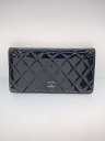 【中古】CHANEL◆長財布/エナメル/BLK/レディース/マトラッセ/ココマーク【服飾雑貨他】