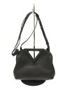 【中古】BOTTEGA VENETA◆スモールポイント/ショルダーバッグ/レザー/ブラック/無地【バッグ】