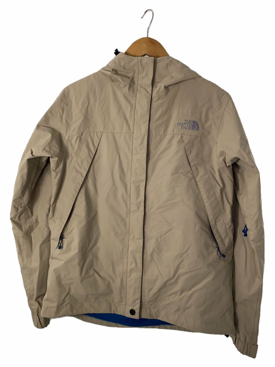 【中古】THE NORTH FACE◆SCOOP JAKET_スクープ ジャケット/L/ナイロン/BEG/無地【レディースウェア】