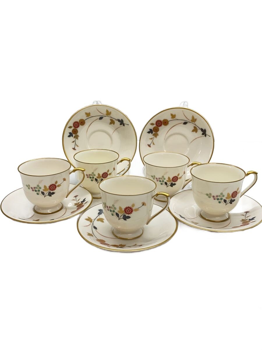【中古】香蘭社◆カップ&ソーサー/花柄/金彩/5点セット/WHT//【キッチン用品】