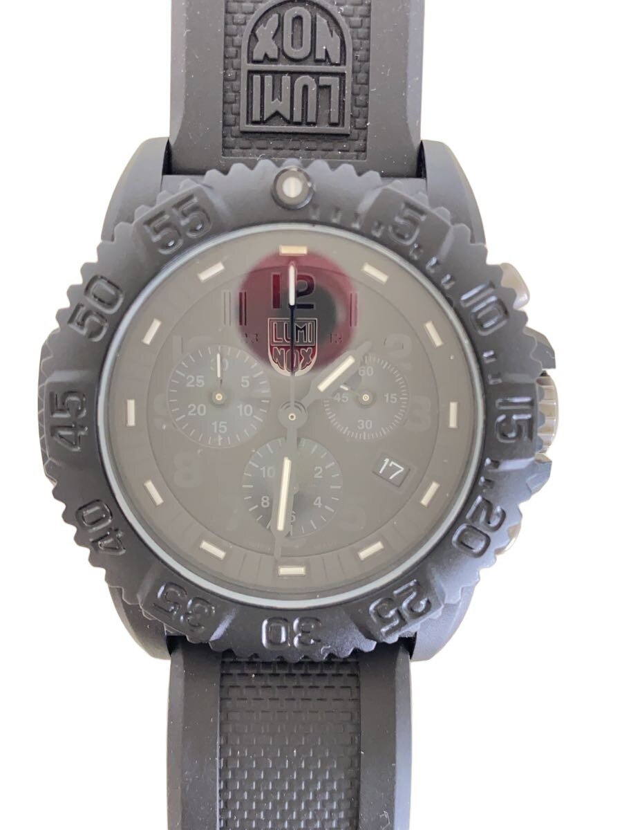 【中古】LUMINOX◆クォーツ腕時計/アナログ/ラバー/BLK/BLK/SS/ベルトループ1箇所欠品/3080【服飾雑貨他】