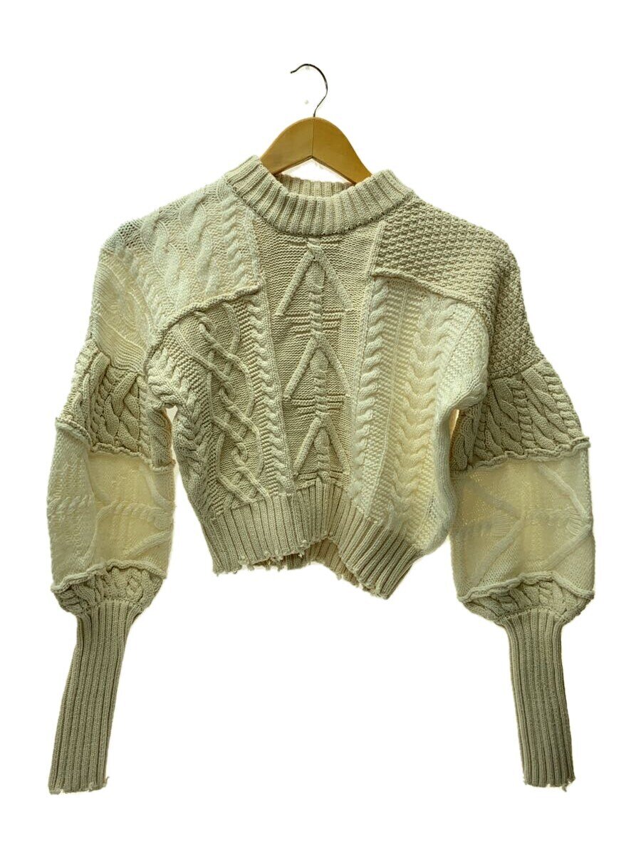 【中古】TODAYFUL◆パッチワークパフニット/ニット・セーター(厚手)/FREE/コットン/BEG/121205【レディースウェア】