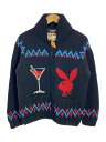 【中古】PLAYBOY×HYSTERIC GLAMOUR◆カーディガン(厚手)/L/ウール/BLK/1243ND01496【メンズウェア】