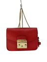 【中古】FURLA◆ショルダーバッグ/レザー/RED/無地/G6400/A4【バッグ】