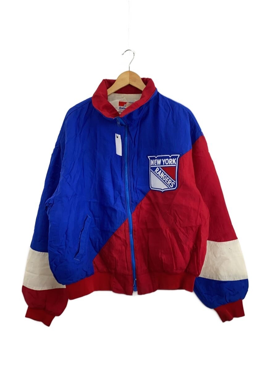 【中古】Swingster◆90s/USA製/NHL NEW YORK RANGERS/ナイロンジャケット/XL/ナイロン/ブルー//【メンズウェア】