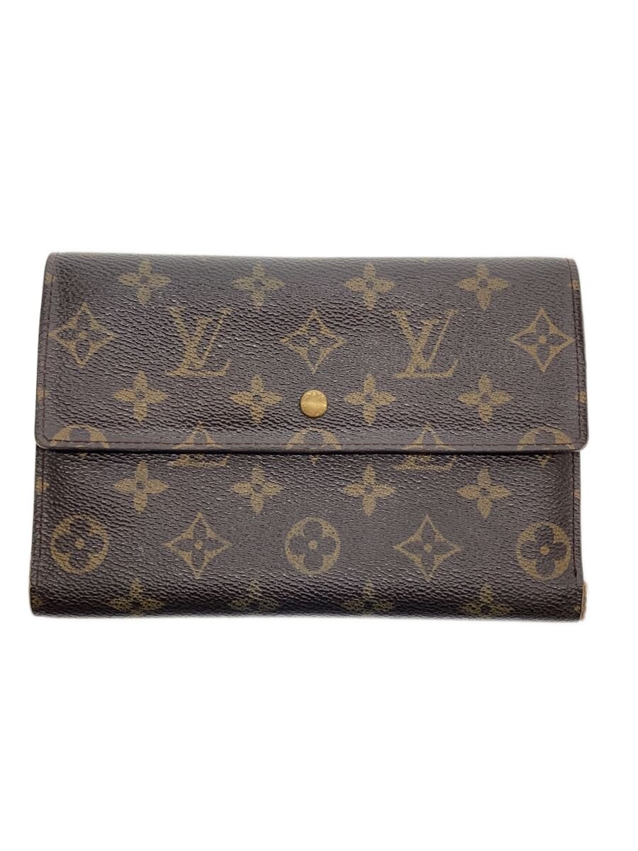 【中古】LOUIS VUITTON◆ポシェット・パスポール_モノグラム・キャンバス/PVC/BRW/レディース【服飾雑貨他】