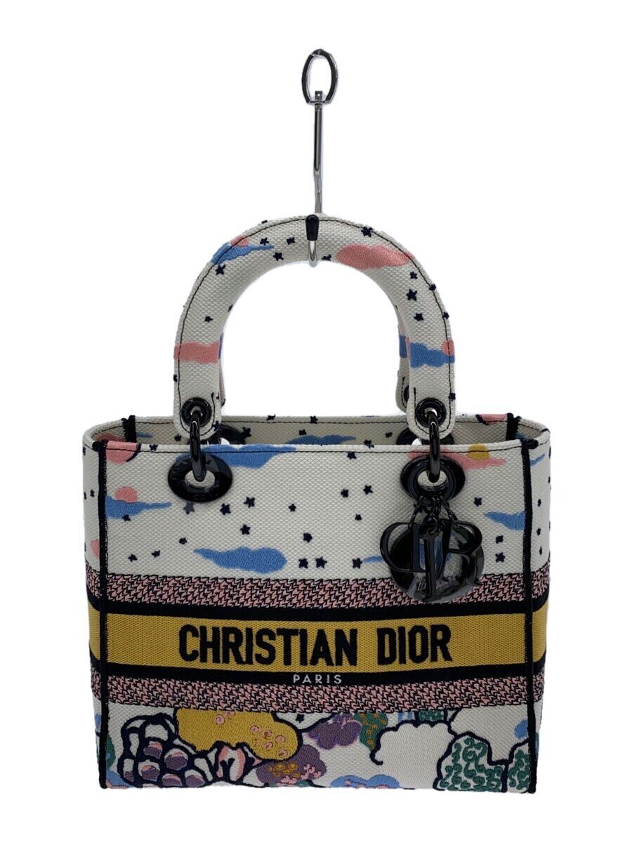 CHRISTIAN DIOR - 【中古】Christian Dior◆LADY DIOR/ハンドバッグ/キャンバス/WHT【バッグ】