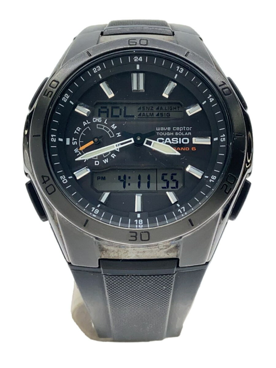 【中古】CASIO◆ソーラー腕時計・WAVE