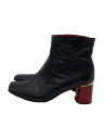 【中古】MANA◆ブーツ/37/BLK/山羊革/チャンキーヒール/スクエアトゥ/サイドジップ【シューズ】(4)