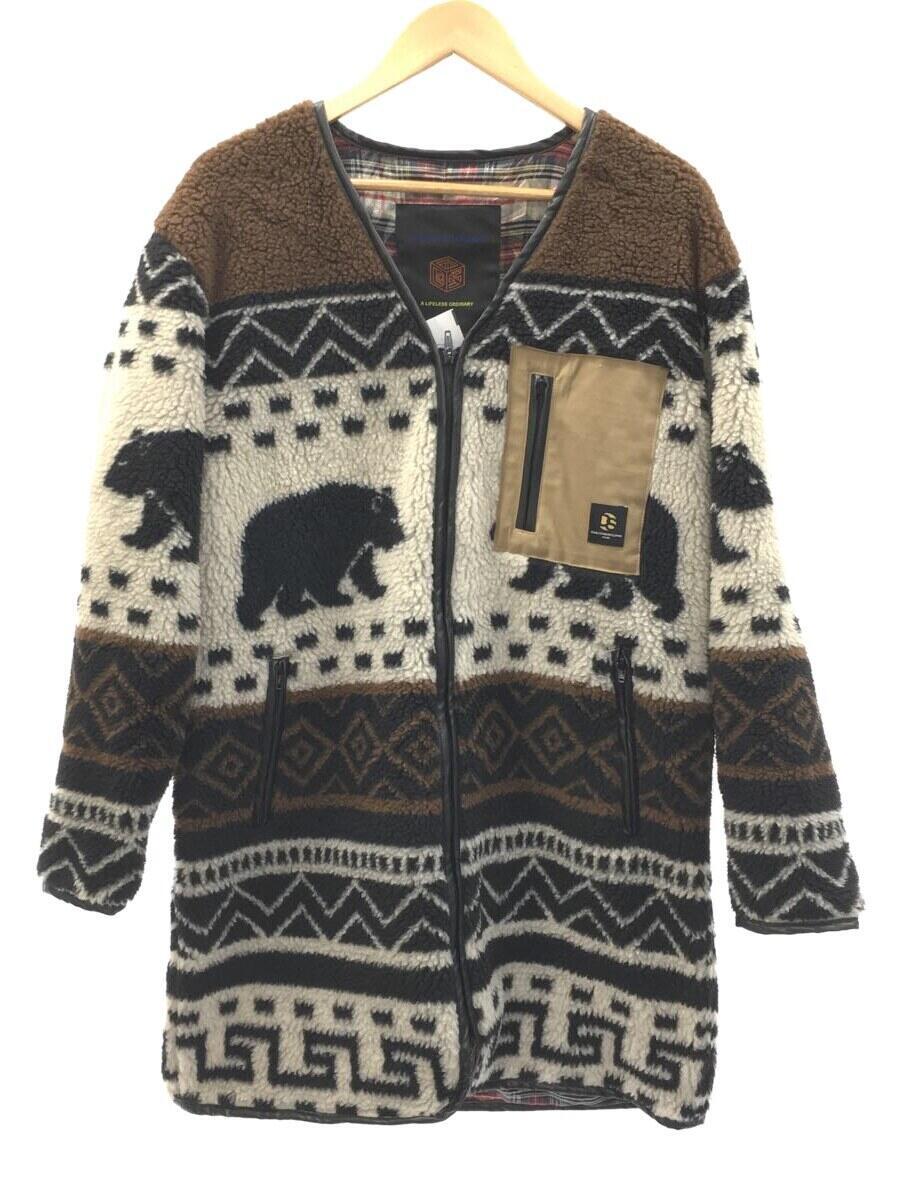 【中古】DOUBLE STANDARD CLOTHING◆ジャガードボアラグランコート/FREE/ポリエステル/マルチカラー/総柄/0205-520-213【レディースウェア】