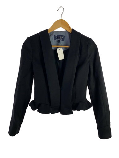 【中古】ARMANI JEANS◆裾フリルウールジャケット/38/ウール/BLK/無地/UJPN215206654【レディースウェア】 【中古】ARMANI JEANS◆裾フリルウールジャケット/38/ウール/BLK/無地/UJPN215206654【レディースウェア】