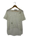 【中古】メタルパーツ ボロ加工 アシンメトリー/Tシャツ/--/コットン/WHT【メンズウェア】