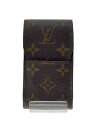 【中古】LOUIS VUITTON◆エテュイ・シガレット_モノグラム・キャンバス_BRW/レザー/BRW/総柄/レディース【服飾雑貨他】