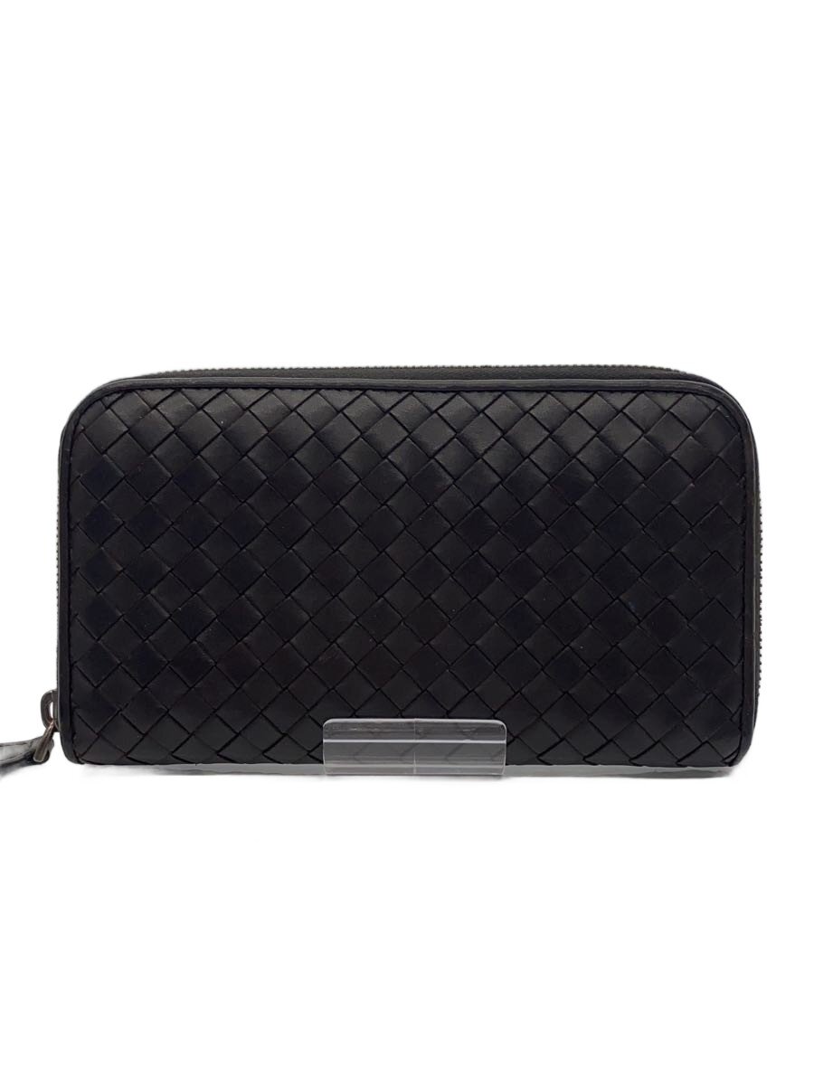 【中古】BOTTEGA VENETA◆イントレチャート/ラムスキンジップアラウンドウォレット/長財布/レザー/BRW/メンズ【服飾雑貨他】