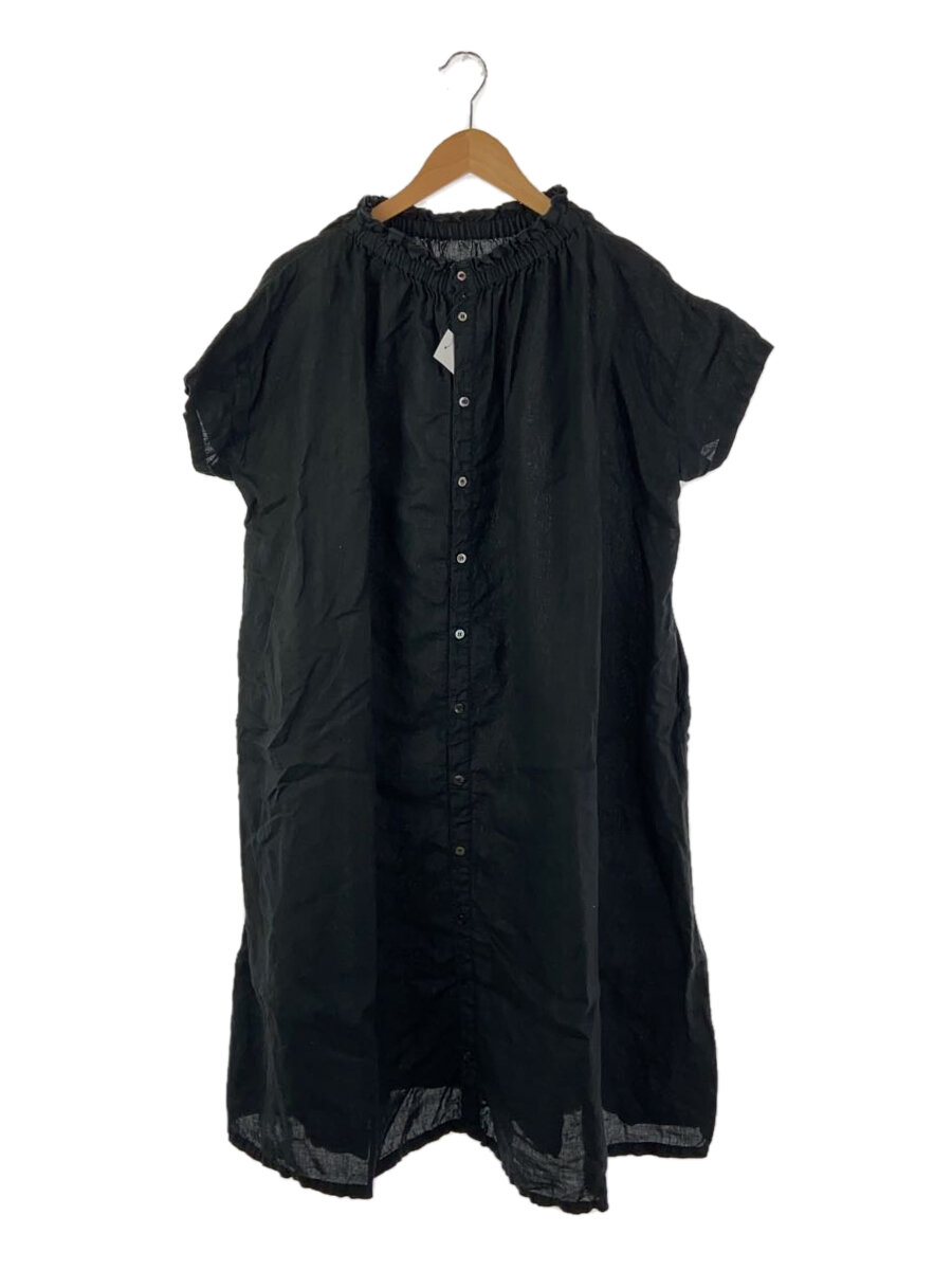 【中古】nest Robe◆半袖ワンピース/--/リネン/BLK/無地/01172-1182-3【レディースウェア】