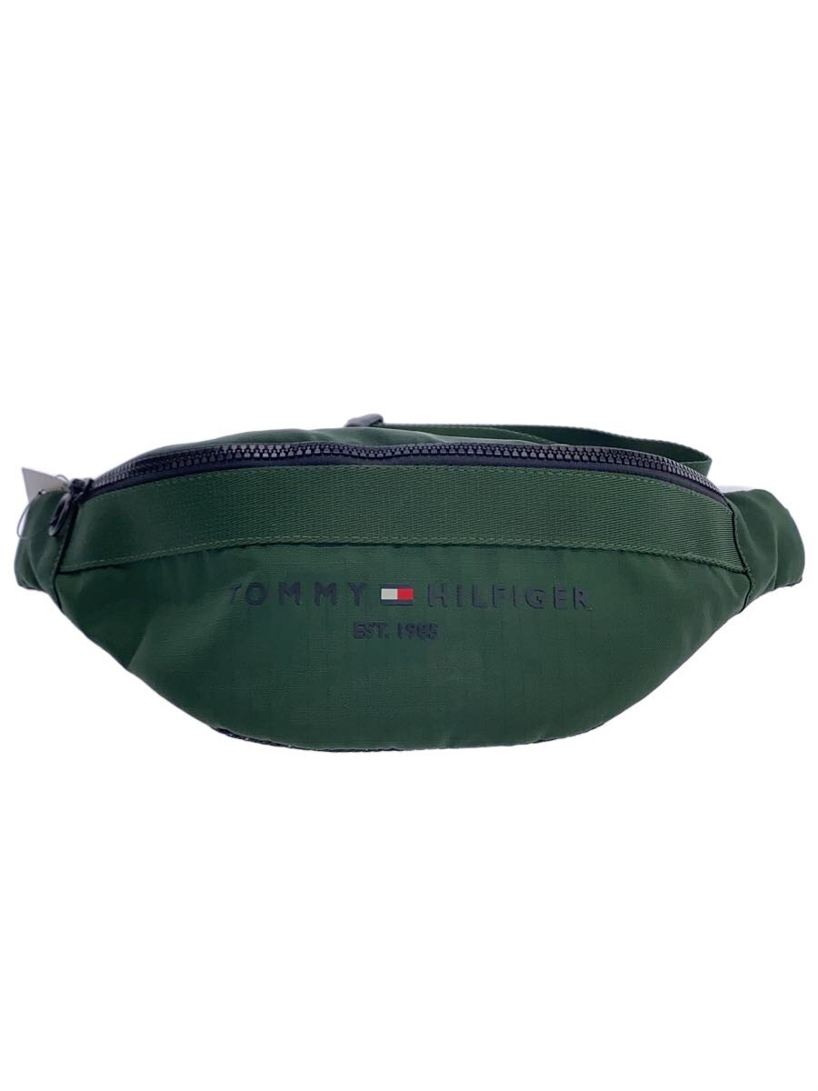 【中古】TOMMY HILFIGER◆ウエストバッグ/ナイロン/GRN/無地【バッグ】