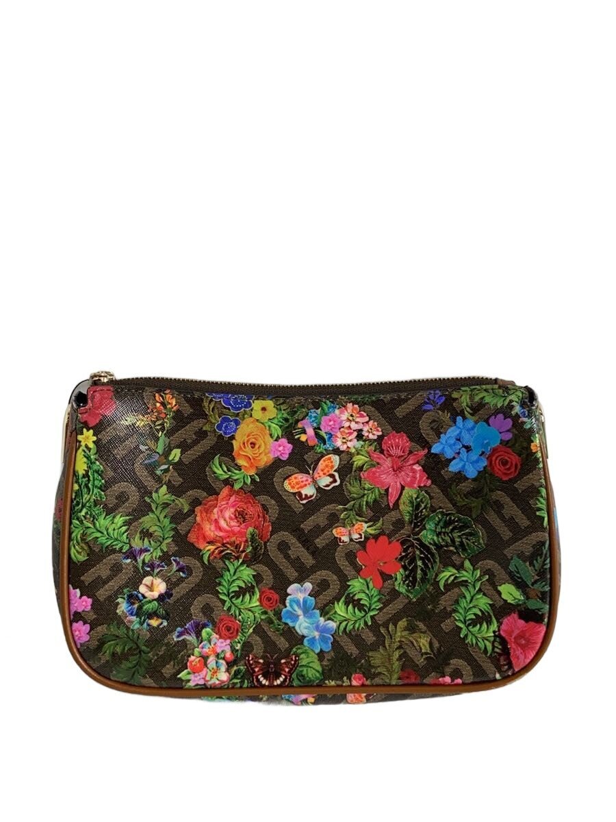 【中古】FURLA◆ポーチ/ブラウン/花�