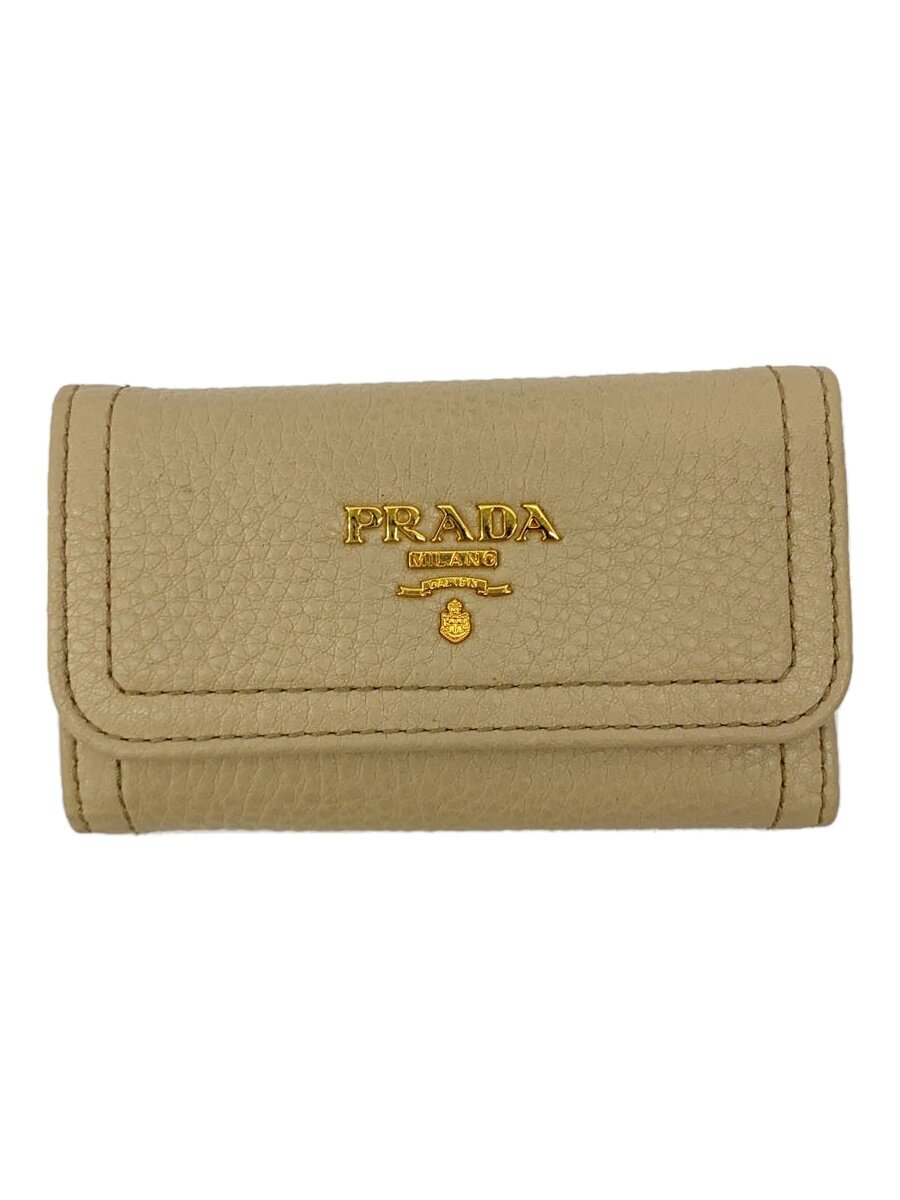 Leather - 【中古】PRADA◆キーケース/レザー/BEG/レディース/1M0222【服飾雑貨他】