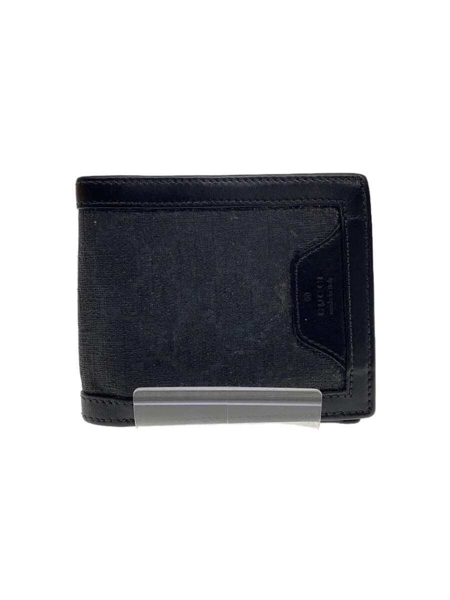 【中古】GUCCI◆2ツ折サイフ_GGプラス/PVC/BLK/総柄/メンズ【服飾雑貨他】