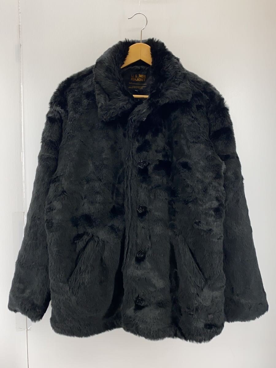 EXAMPLE◆FUR JACKET/ジャケット/L/フェイクファー/BLK