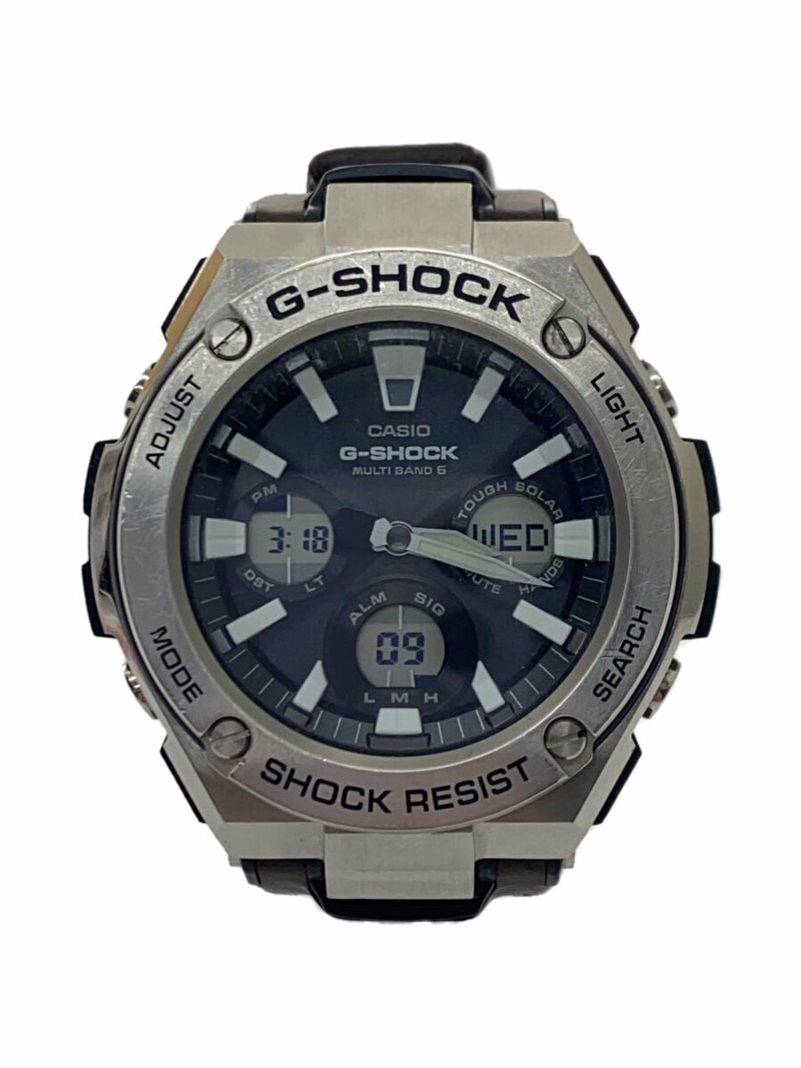 【中古】CASIO◆ソーラー腕時計・G-SHOCK/デジアナ/レザー/BLK/BRW/SS【服飾雑貨他】