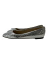 【中古】JIMMY CHOO◆クロコ型押し/フラットパンプス/37/シルバー【シューズ】